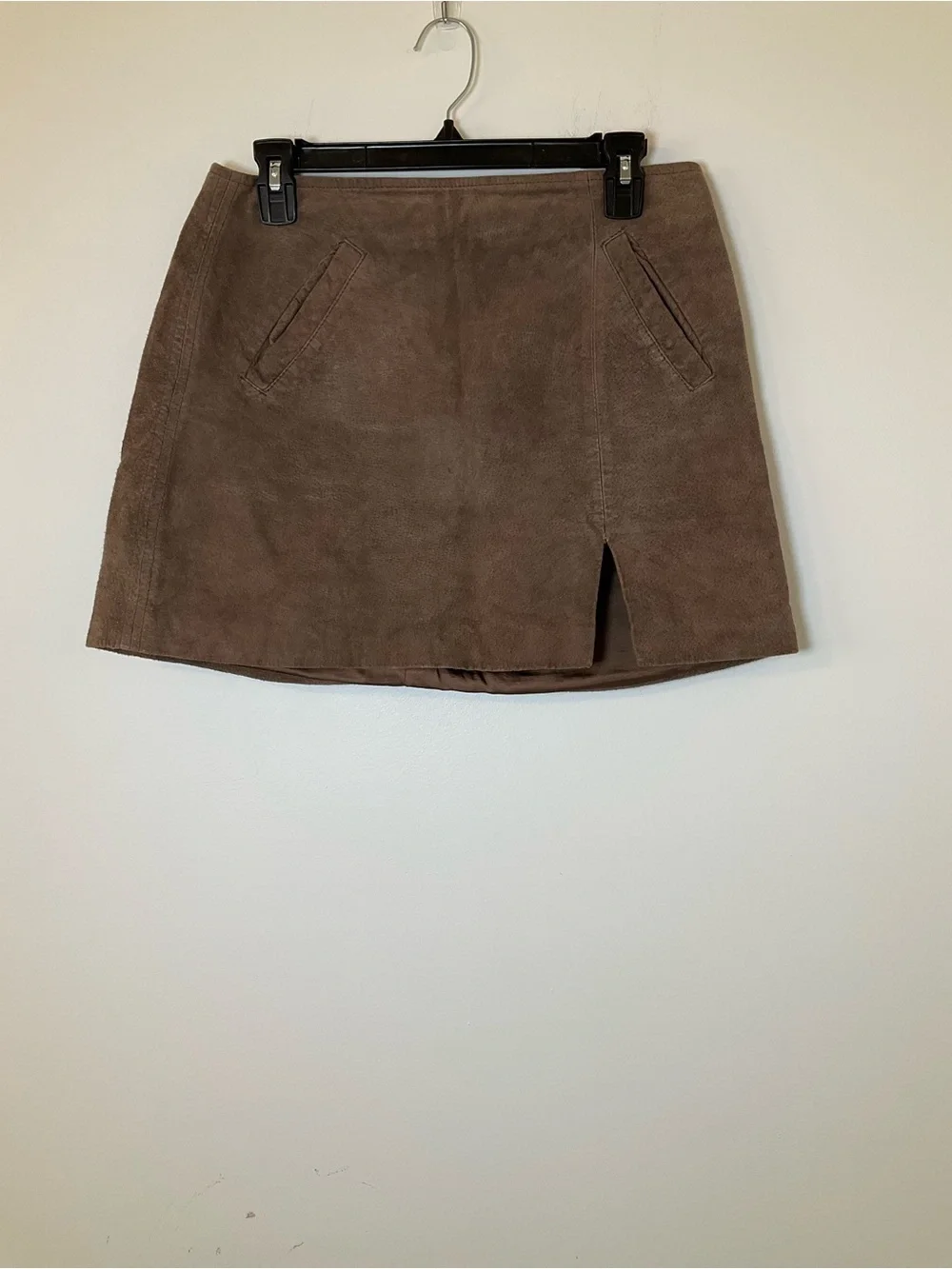 BlankNYC Brown Suede Leather Mini Skirt Size 28 Front Slit